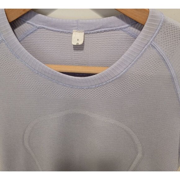 Lululemon SWIFTLY TECH Lilac Short Sleeve Mesh Activewear Top Women's Size 8 - Picture 3 of 5